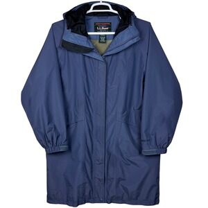 LL Bean Gore Tex Hooded Rain Coat Women's XL Blue Lightweight Waterproof Outdoor